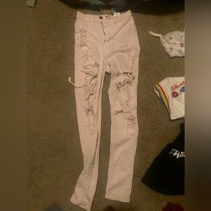 Fashion nova tight ripped pink jeans mid waisted